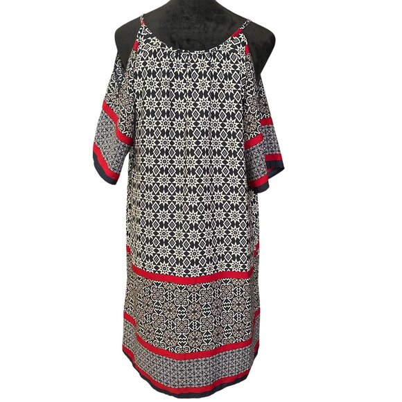 Boho Chic Altard State Black & White Geometric Print Cold Shoulder Dress With Re - Picture 2 of 4